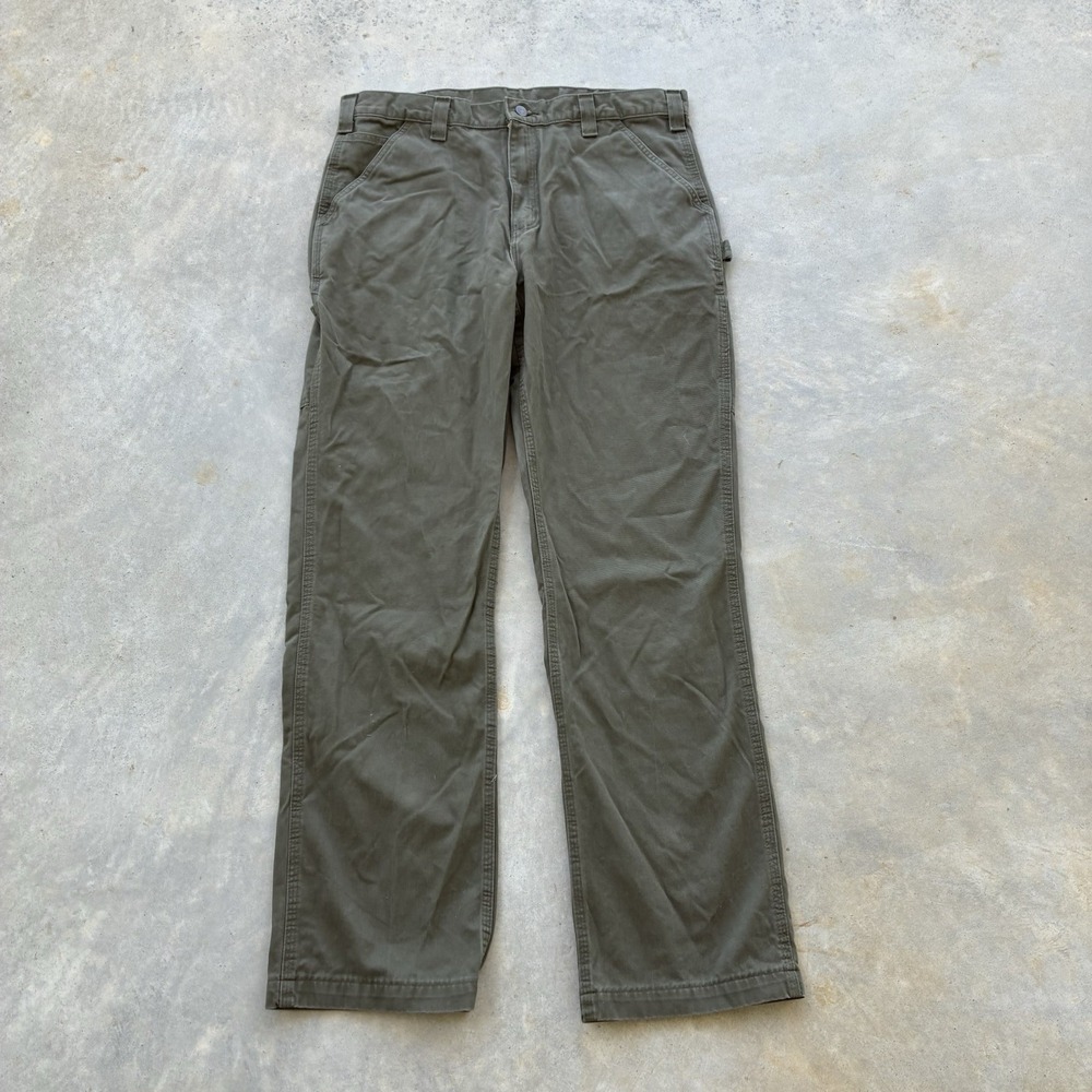 Carhartt Pants Men 36x34 Green B324-ARG Original Dungaree Carpenter Canvas  Work